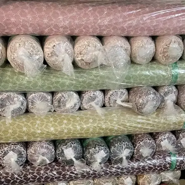 Custom Embroidered Cotton Lace Eyelet Fabric Custom Embroidered Cotton Lace Eyelet Fabric