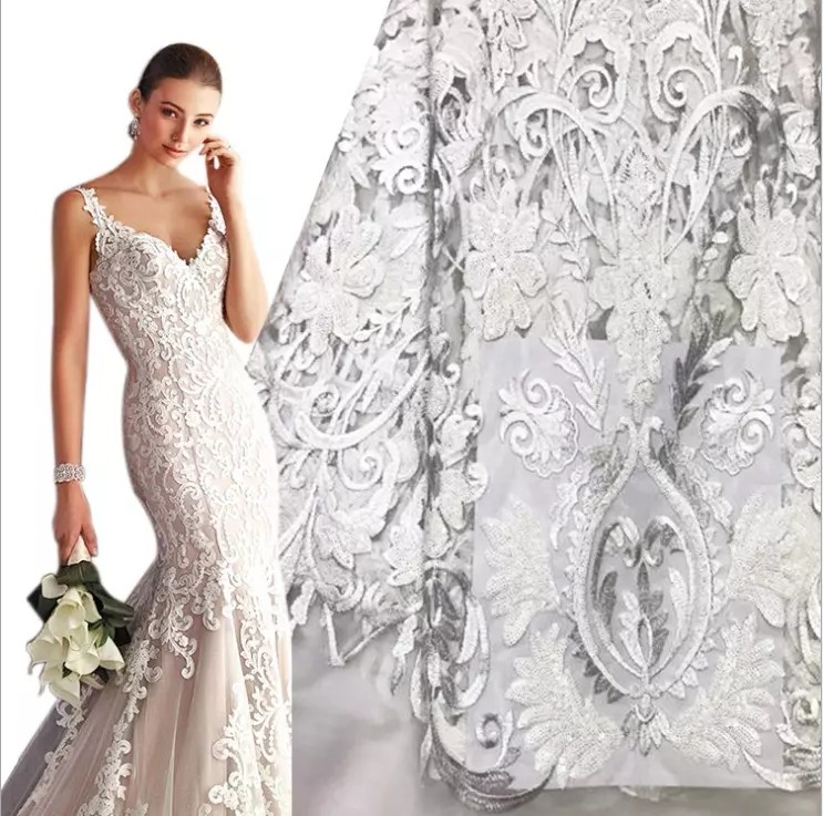 2020 New Beautiful Popular Wholesale Embroidery Sequin Lace Fabric Mesh