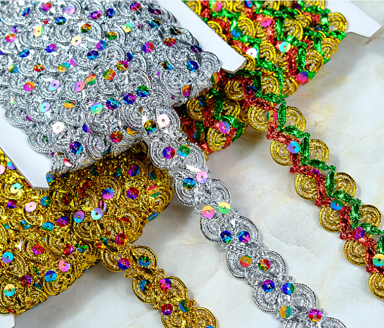 Oděvy Doplňky Zlato a stříbro kovové krajkové krajkové trim kovové zlaté flitry výšivky Tatting Lace