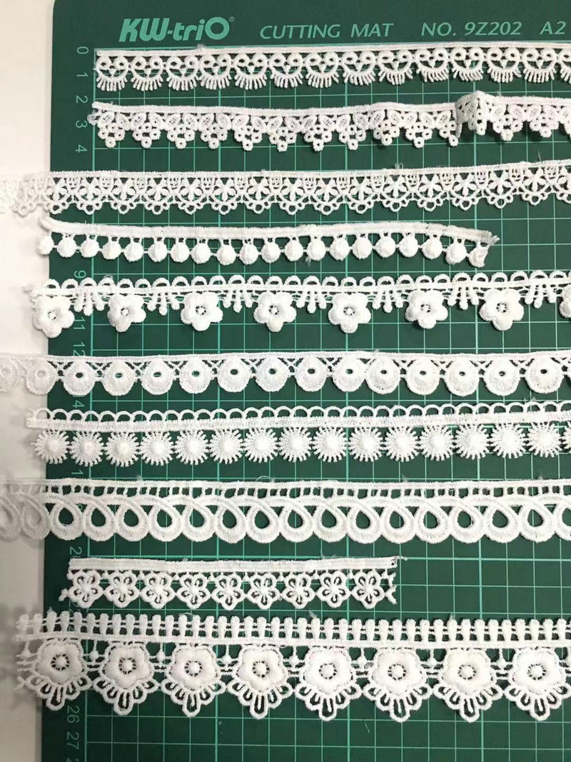 Custom Polyester Lace Narrow Embroidery Lace Trim Multi Color